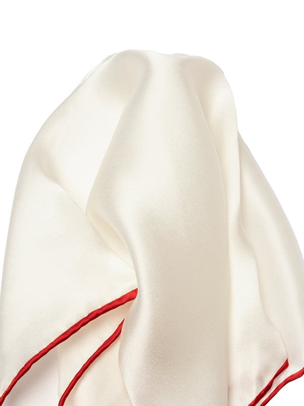 Silk Solid White And Red Pochette