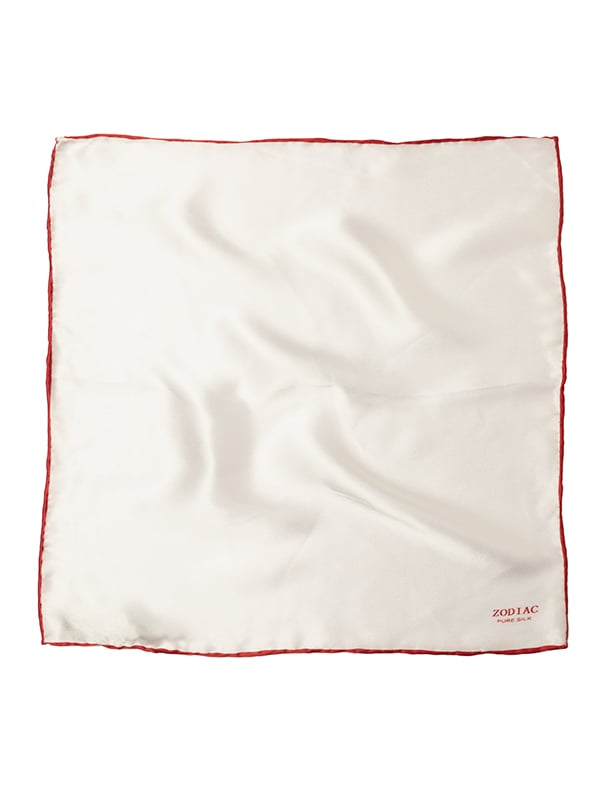 Silk Solid White And Red Pochette