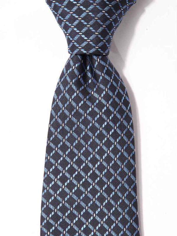 Savona Slim Checks Dark Blue Polyester Tie