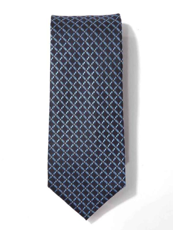 Savona Slim Checks Dark Blue Polyester Tie