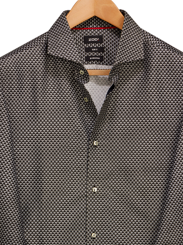 Alba Black Printed Full Sleeve Single Cuff Slim Fit Blended Shirt