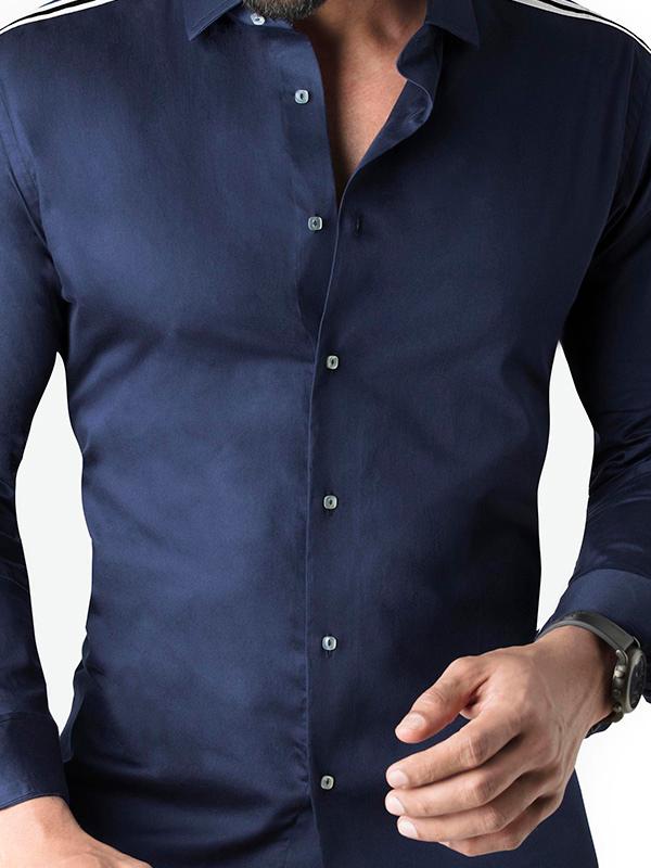 Alec Navy Solid Full sleeve single cuff Slim Fit  Blended Shirt