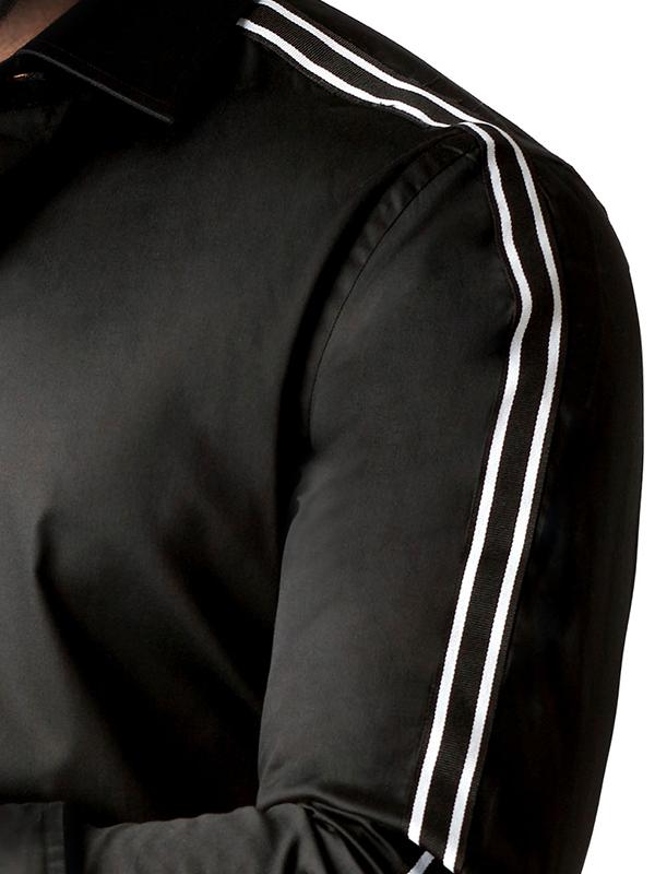 Amado Black Solid Full sleeve single cuff Slim Fit  Blended Shirt