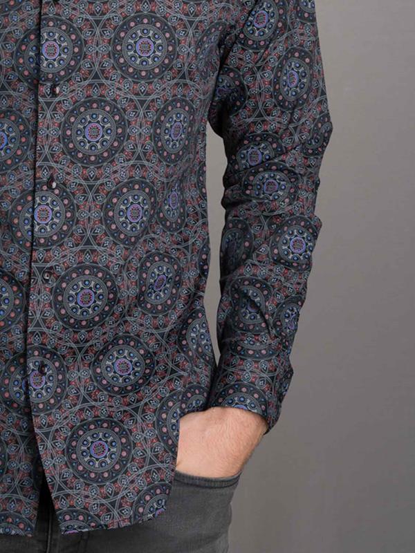 Ankara Black Printed Full sleeve single cuff Slim Fit  Blended Shirt