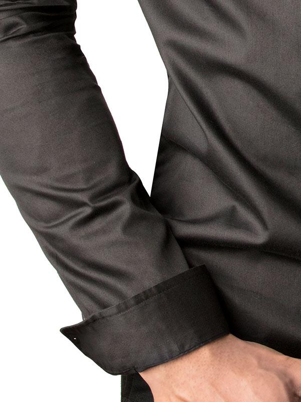Aoki Black Embroidery Full sleeve single cuff Slim Fit  Blended Shirt