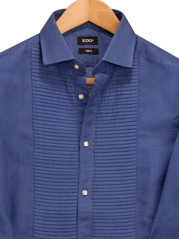Armin Cobalt Solid Full Sleeve Single Cuff Slim Fit Blended Shirt