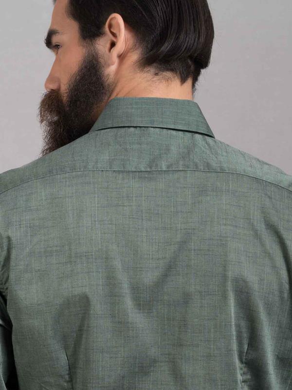 Aztec Green Printed Full sleeve single cuff Slim Fit  Cotton Shirt