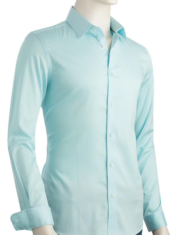 Bercy Mint Solid Full Sleeve Single Cuff Slim Fit Blended Shirt