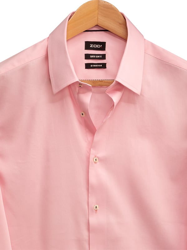 Bercy Pink Solid Full Sleeve Single Cuff Slim Fit Blended Shirt