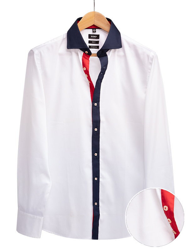 Boita White Solid Full Sleeve Single Cuff Slim Fit Blended Shirt