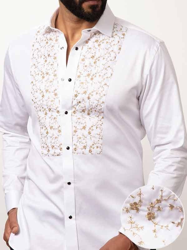 Bond White Solid Full sleeve double cuff Slim Fit  Cotton Shirt