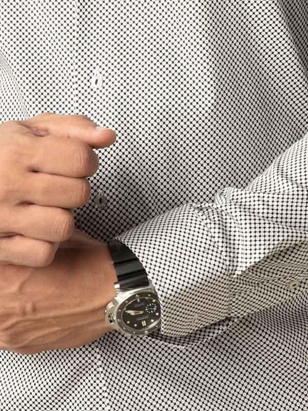 Bronn White Printed Full sleeve single cuff Slim Fit  Blended Shirt