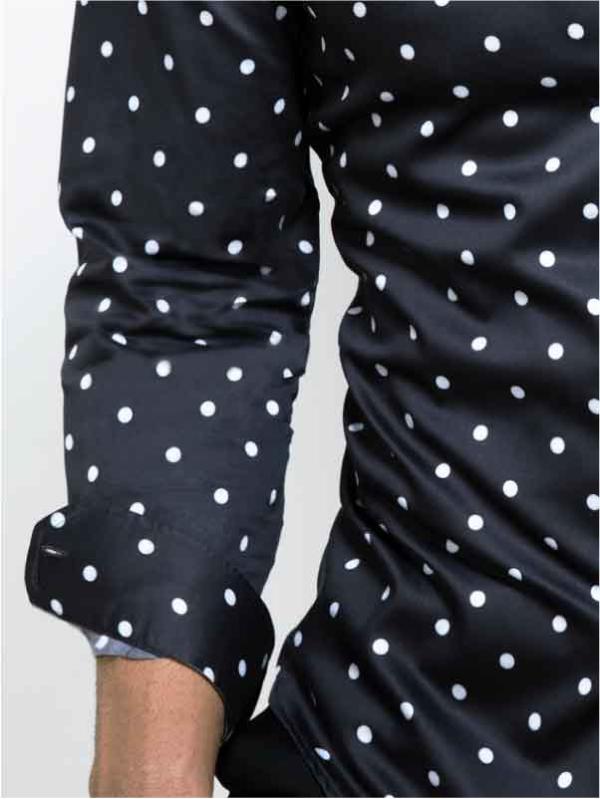 Bruno Black Printed Full sleeve single cuff Slim Fit  Blended Shirt