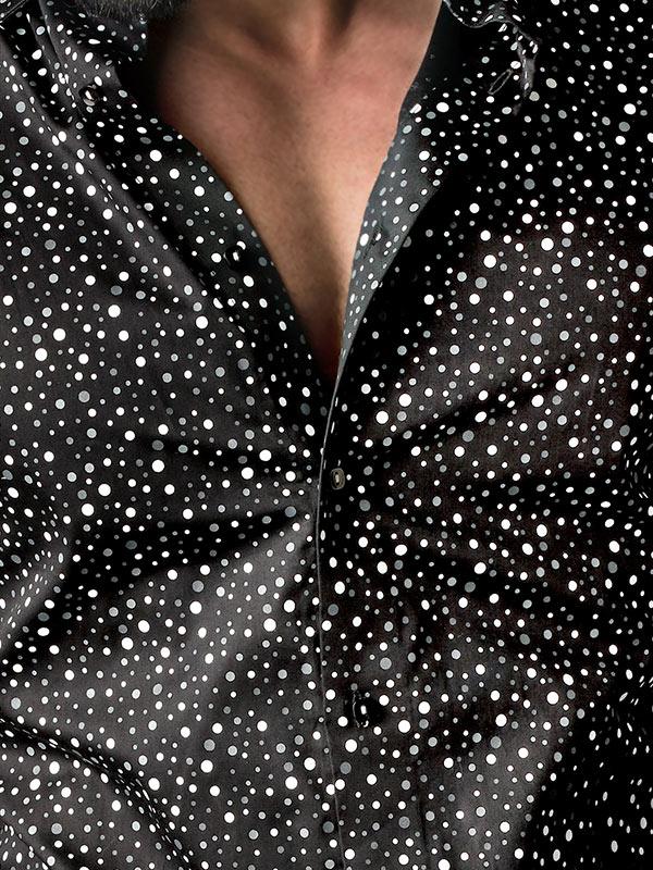 Chapo Black Printed Full sleeve single cuff Slim Fit  Blended Shirt