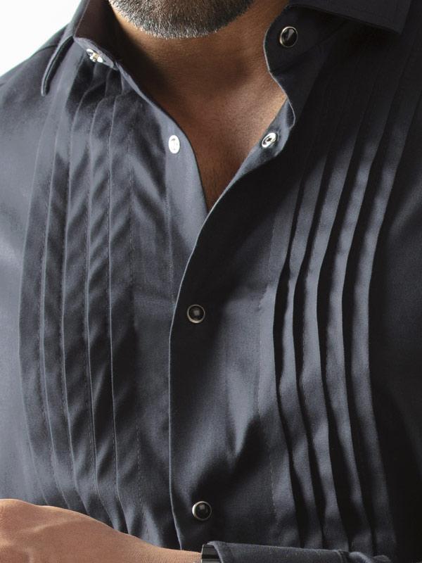 Daniel Black Cut Away Collar Full Sleeve Single Cuff Cotton Tuxedo Shirt