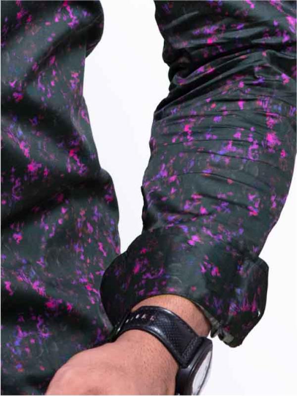 Drake Purple Printed Full sleeve single cuff Slim Fit  Blended Shirt