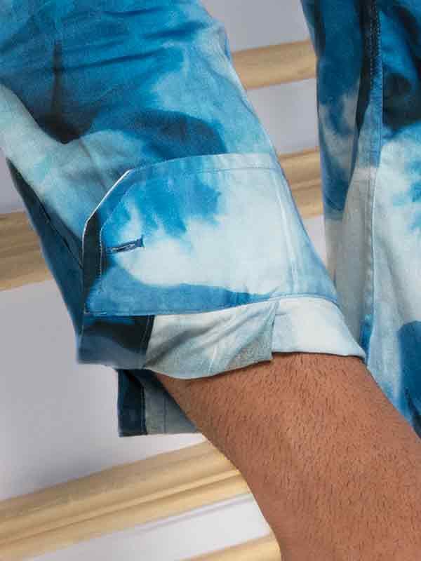 Fabio Blue Printed Full sleeve single cuff Slim Fit  Blended Shirt