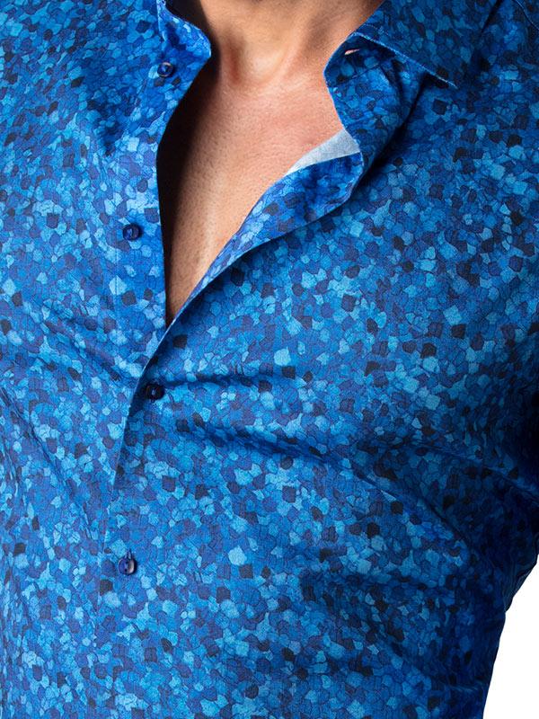 Felix Cobalt Printed Full sleeve single cuff Slim Fit  Blended Shirt