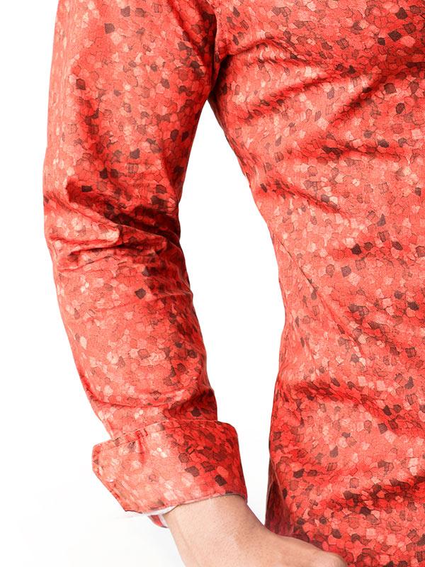 Felix Coral Printed Full sleeve single cuff Slim Fit  Blended Shirt