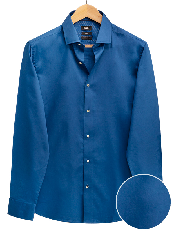 Fidel Cobalt Solid Full Sleeve Single Cuff Slim Fit Blended Shirt