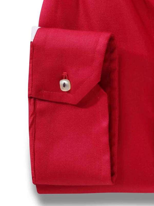 Flavio Red Solid Full sleeve single cuff Slim Fit  Blended Shirt