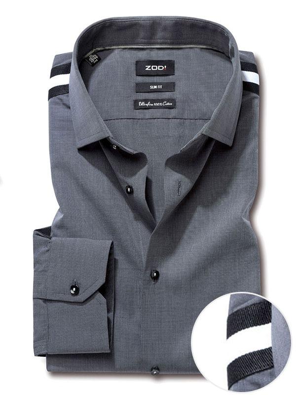 Flavio Dark Grey Solid Full sleeve single cuff Slim Fit  Blended Shirt