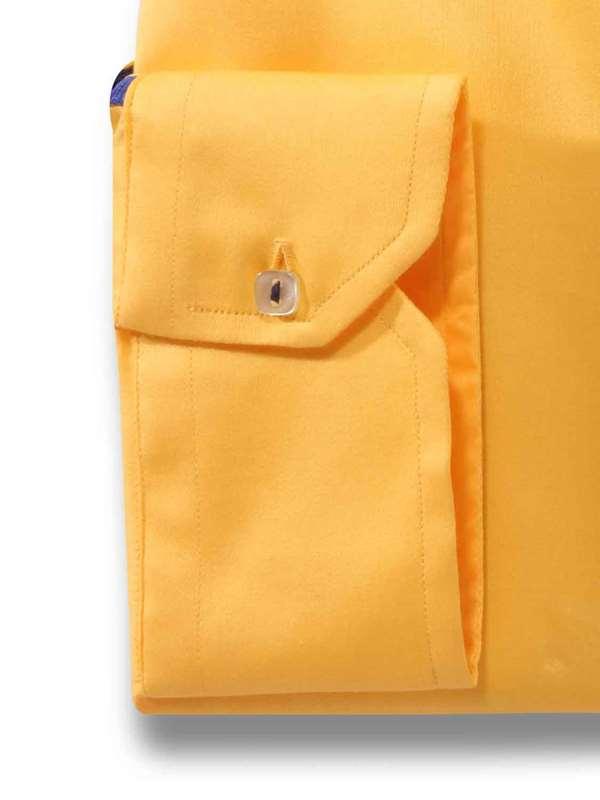 Giorgio Yellow Solid Full sleeve single cuff Slim Fit  Blended Shirt