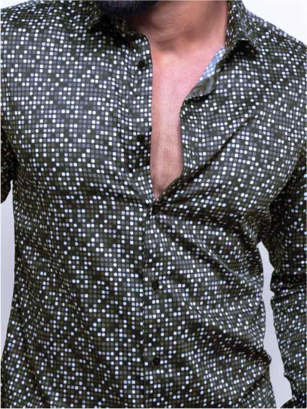 Lamar Grey Printed Full sleeve single cuff Slim Fit  Blended Shirt