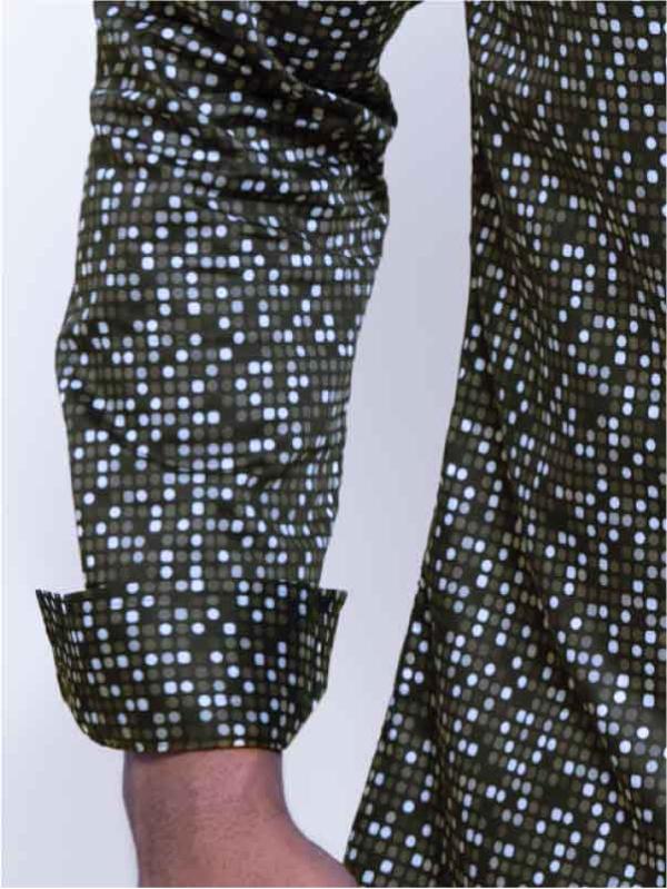 Lamar Grey Printed Full sleeve single cuff Slim Fit  Blended Shirt