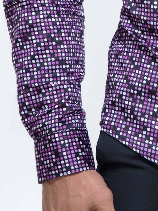 Lamar Purple Printed Full sleeve single cuff Slim Fit  Blended Shirt