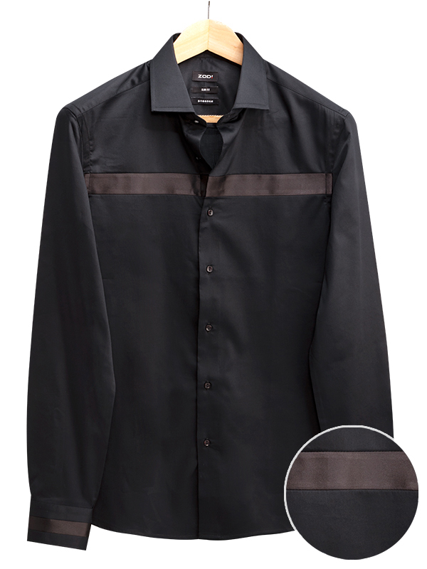 Lazer Black Solid Full Sleeve Single Cuff Slim Fit Cotton Shirt