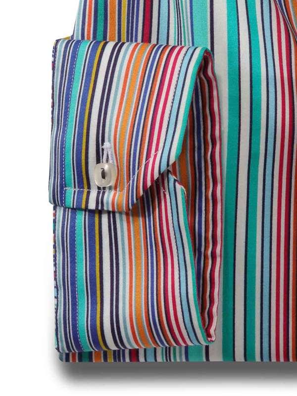 Lorenzo Jade Striped Full sleeve single cuff Slim Fit  Blended Shirt