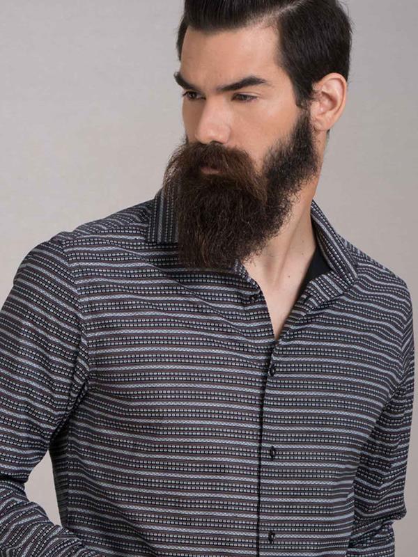 Machu Brown Printed Full sleeve single cuff Slim Fit  Blended Shirt