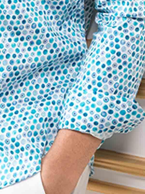 Medellin Aqua Printed Full sleeve single cuff Slim Fit  Blended Shirt
