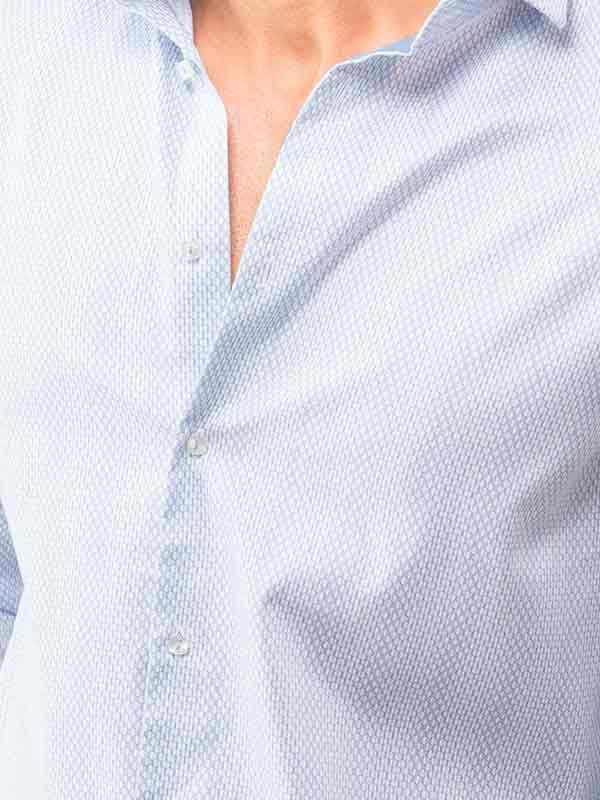 Murphy Blue Printed Full sleeve single cuff Slim Fit  Blended Shirt
