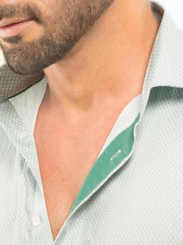Murphy Green Printed Full sleeve single cuff Slim Fit  Blended Shirt