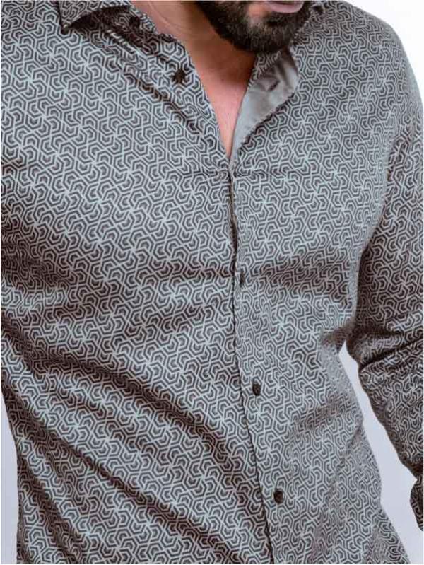 Paul Grey Printed Full sleeve single cuff Slim Fit  Blended Shirt