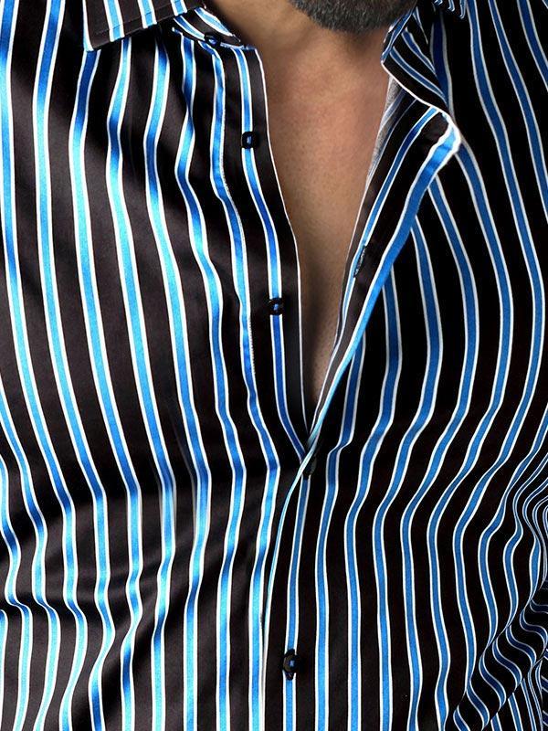 Rafa Cobalt Striped Full sleeve single cuff Slim Fit  Blended Shirt