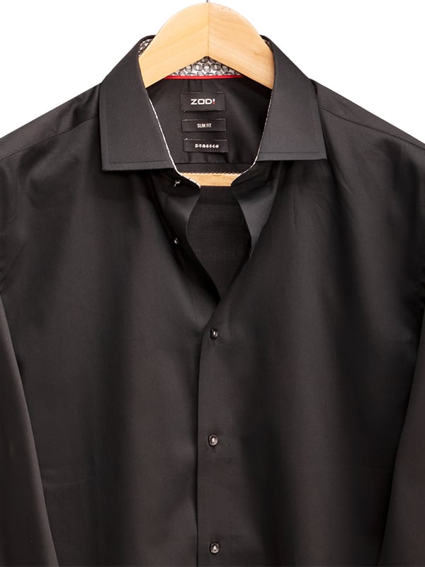 Riccardo Black Solid Full Sleeve Single Cuff Slim Fit Blended Shirt