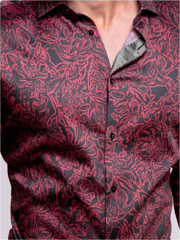 Rogers Burgundy Printed Full sleeve single cuff Slim Fit  Blended Shirt