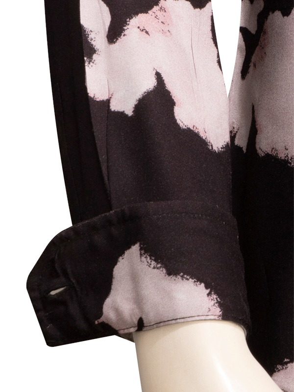Silvano Black Printed Full Sleeve Single Cuff Slim Fit Viscose Shirt