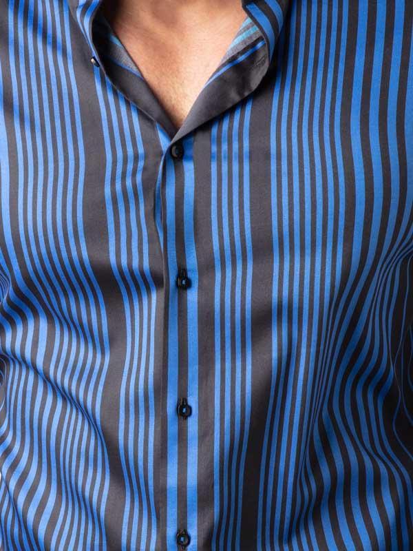 Sinaloa Cobalt Striped Full sleeve single cuff Slim Fit  Blended Shirt