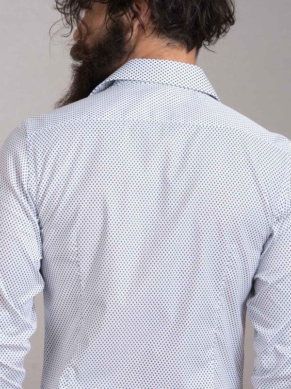 Sirena White Printed Full sleeve single cuff Slim Fit  Blended Shirt