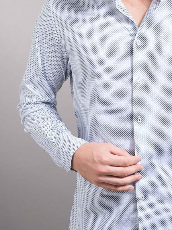 Versuz White Printed Full sleeve single cuff Slim Fit  Blended Shirt