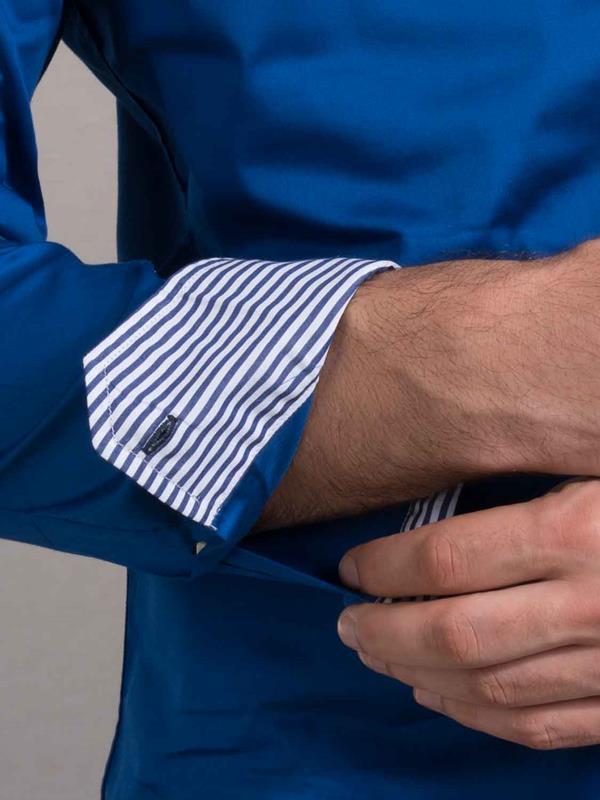 Wake Cobalt Solid Full sleeve single cuff Slim Fit  Blended Shirt