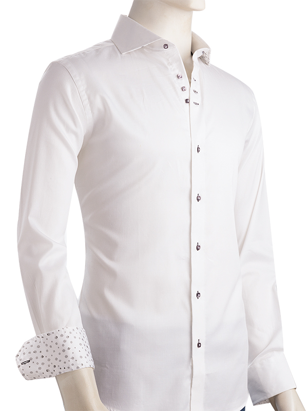 Walberg White Solid Full Sleeve Single Cuff Slim Fit Blended Shirt