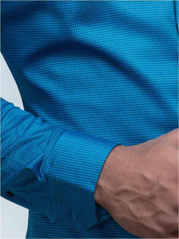 Zayn Teal Printed Full sleeve single cuff Slim Fit  Blended Shirt