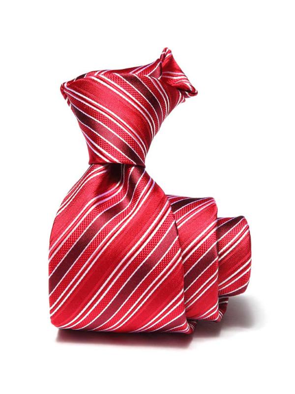 Sicilia Striped Dark Red Silk Tie