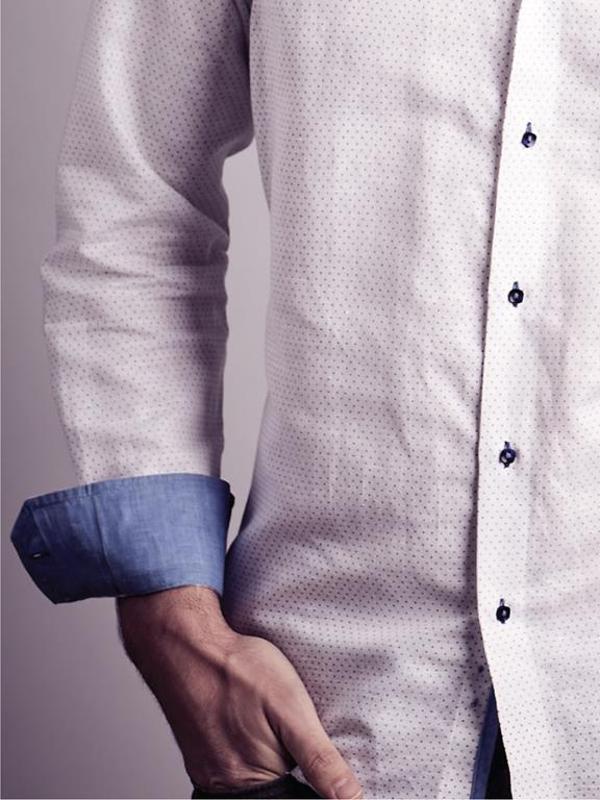 Sutra White Printed  Slim Fit  Blended Shirt