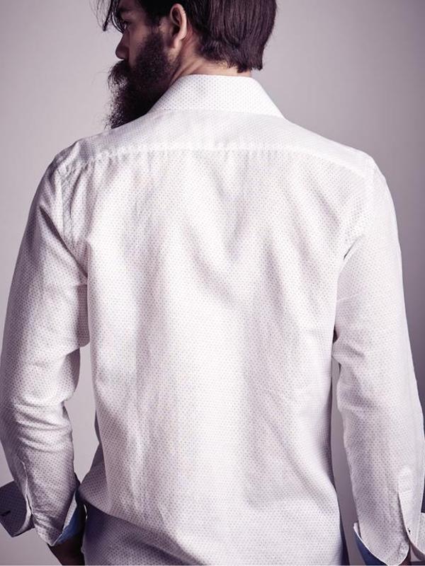 Sutra White Printed  Slim Fit  Blended Shirt